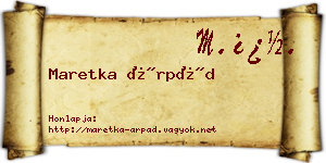 Maretka Árpád névjegykártya